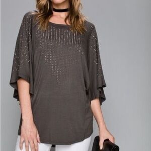 Vocal Gray Studded Women's Top
